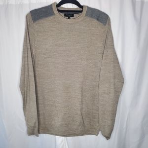 ☆ New Look Tan and Gray Waffle Knit Long-sleeve Sweater Gray Size Medium